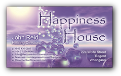 Happiness House business card design by Linda Reid